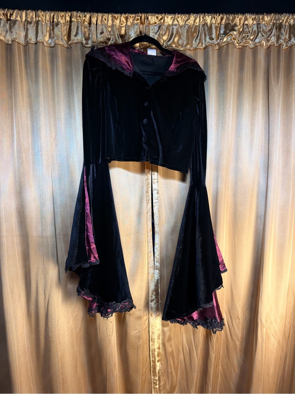Spirit Halloween Vampire Velvet Gothic Bell-Sleeve cropped top